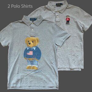 2 Ralph Lauren Grey Polo Shirts - Size M